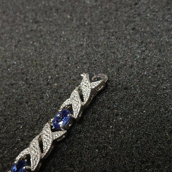 .925 Sterling Silver Blue Sapphire X-Link Tennis Bracelet 7.25" 15g NWT FMC - Picture 10 of 15